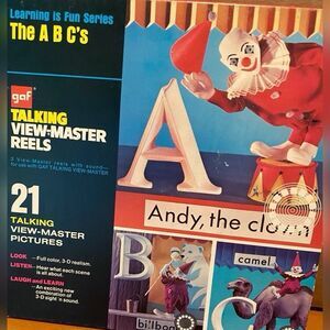 Vintage GAF Talking View Master Reels The ABC’s Andy, The Clown 3 Reels